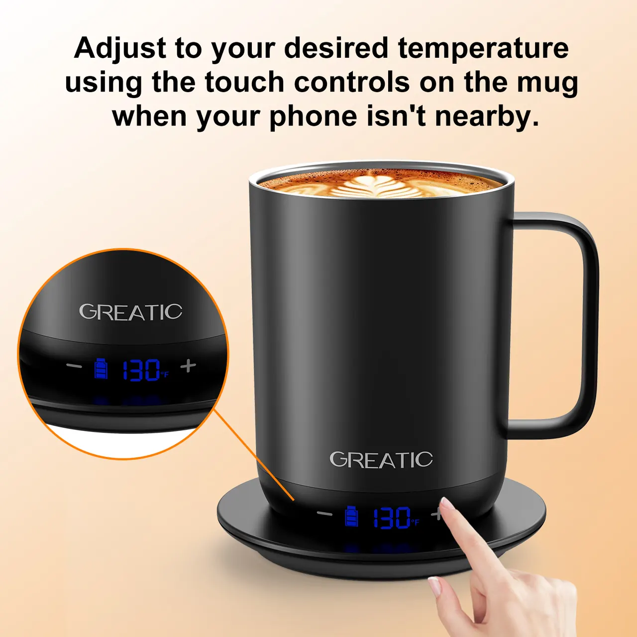 GREATIC smart mug magnetic powered base detail