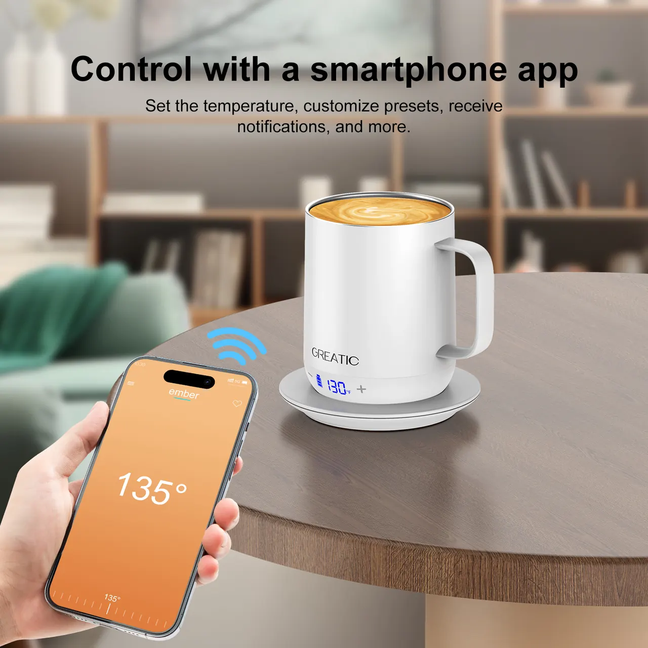 GREATIC GT-1 10oz Blanc tasse intelligente à contrôle de température — image produit 3