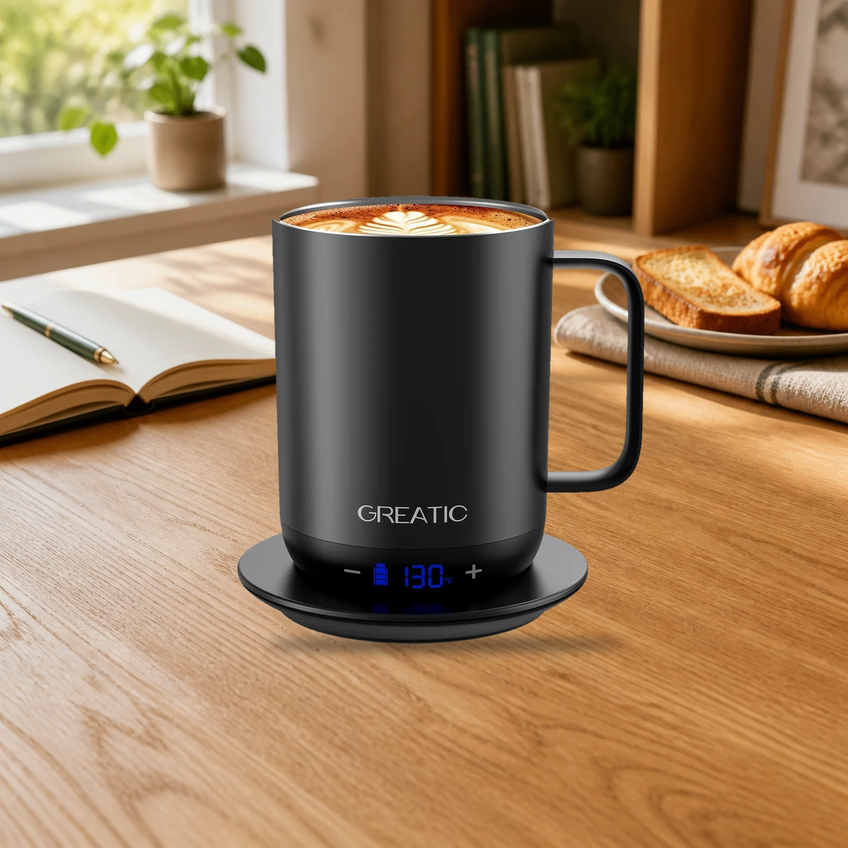 ブラック GREATIC GT-1 14oz 温かいオフィスの朝食環境にぴったりの加熱マグ